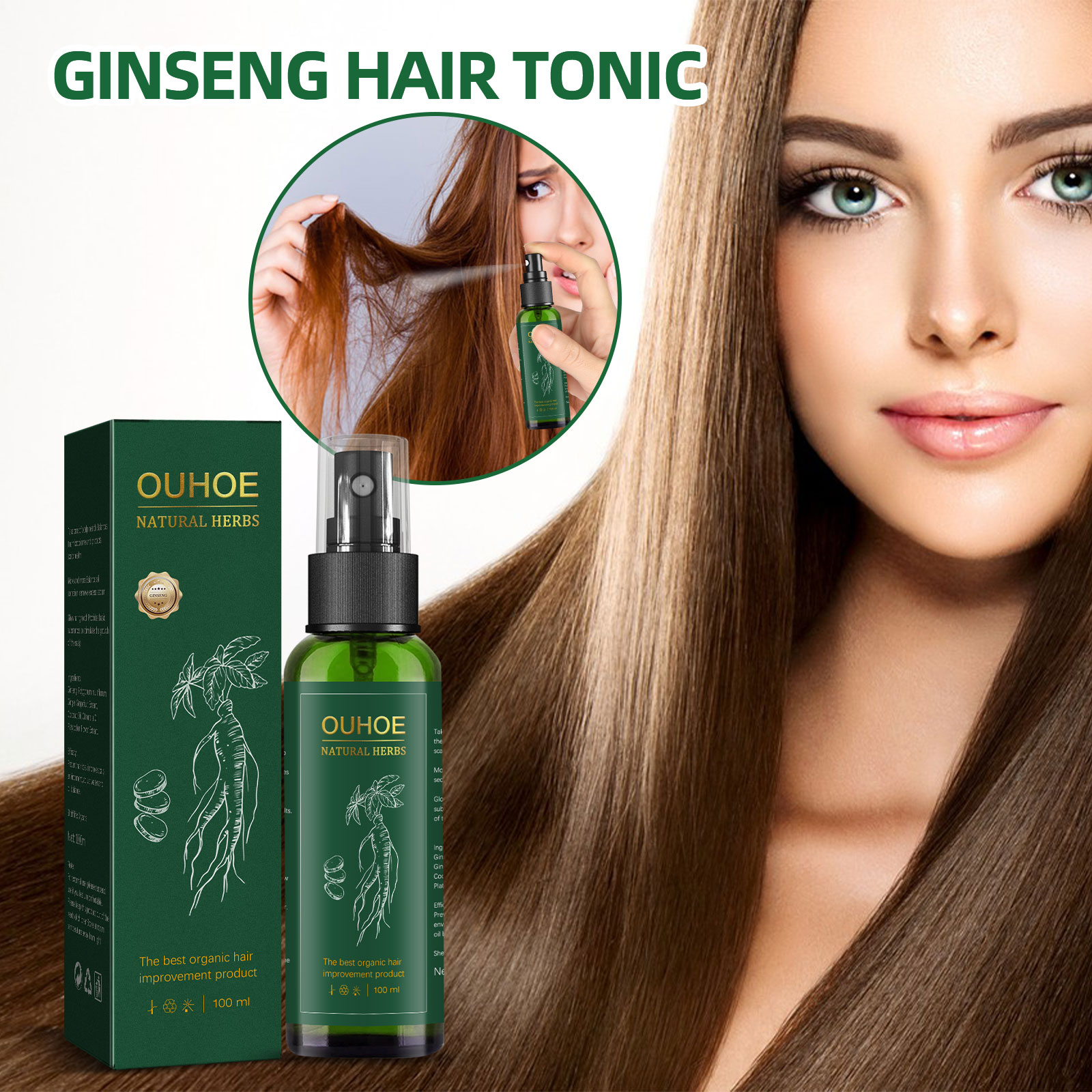 رذاذ الجينسنغ العشبي الطبيعي ل - مراجعة Hair Care Herbal وسعره
